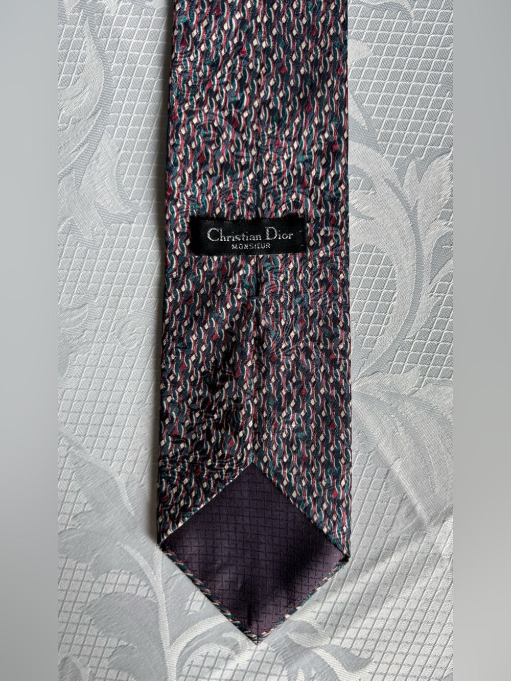 Christian Dior Monsieur Vintage Printed Polyester Tie- Multicolor Geometric